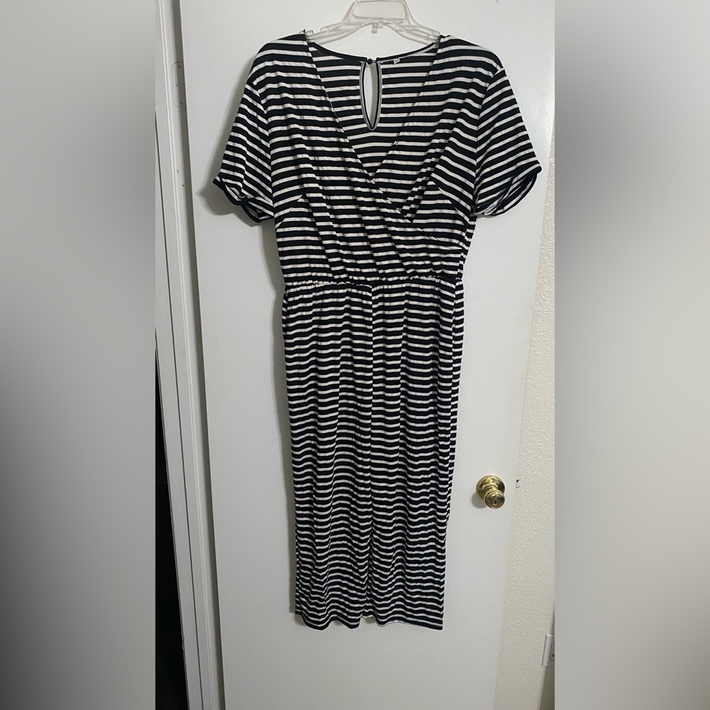 Source Unknown Black and White Striped Jumpsuit
